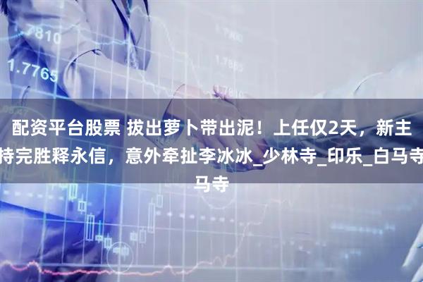 配资平台股票 拔出萝卜带出泥！上任仅2天，新主持完胜释永信，意外牵扯李冰冰_少林寺_印乐_白马寺